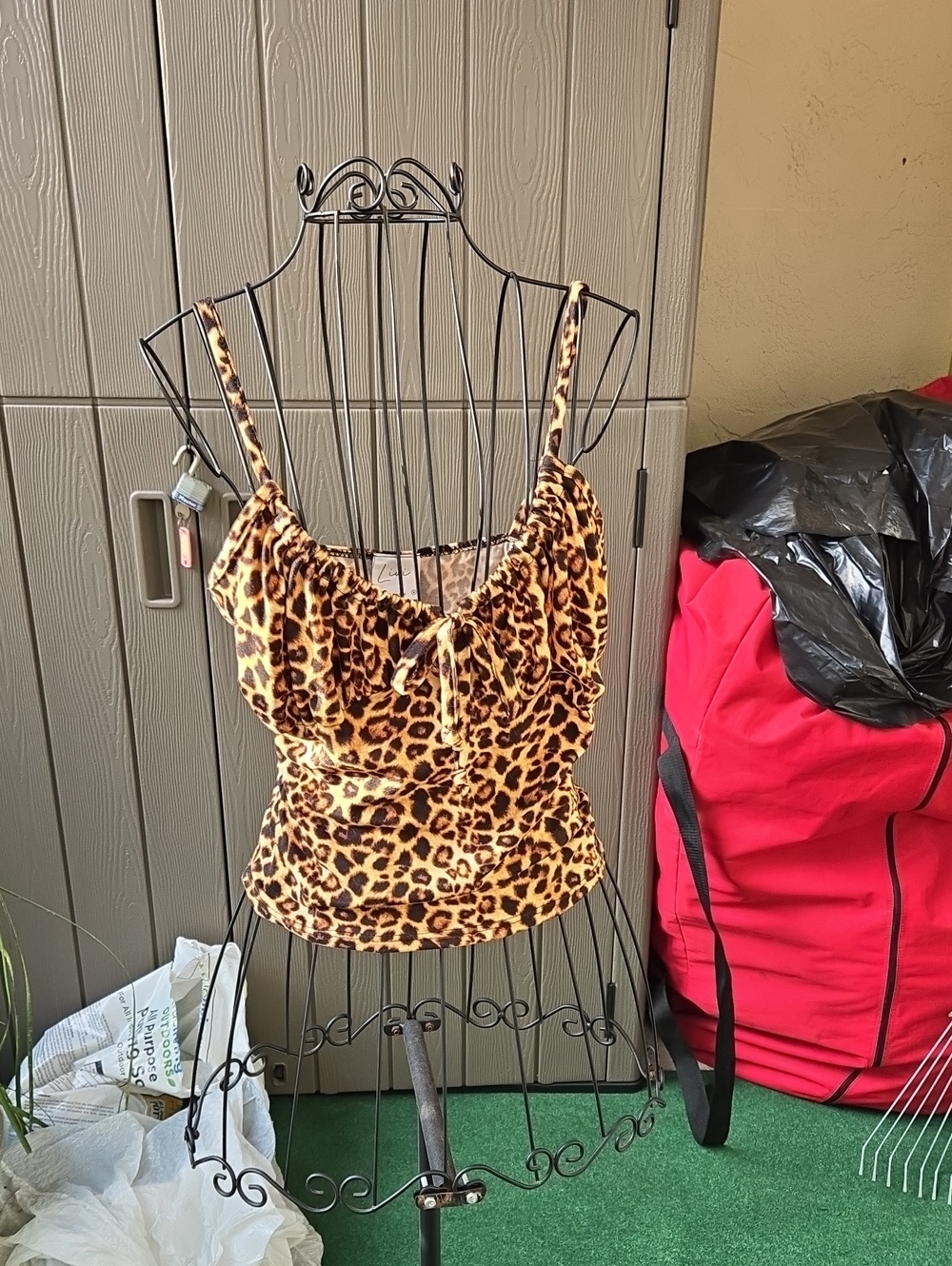 Olivia Rae Leopard Print Tie-Front Cami - Brown/Black